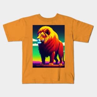 Huge savage lion monster in the space Kids T-Shirt